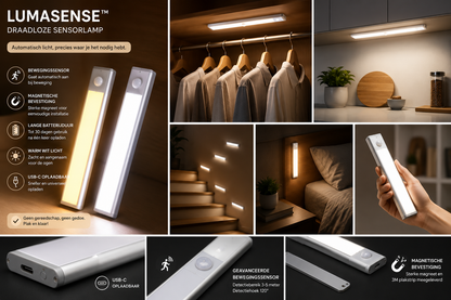 LumaSense™ LED Sensorlamp – Draadloos & Oplaadbaar